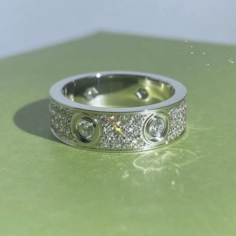 NHẪN CARTIER LOVE RING DIAMOND PAVED GOLD 18K WHITE GOLD