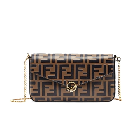 Ví Fendi Women Wallet on Chain with Pouches Brown Leather Mini-Bag