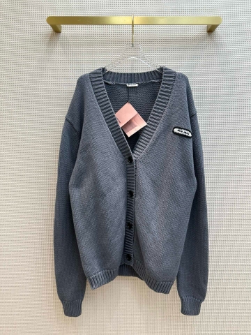 ÁO Miu Miu V-Neck Gray Cardigan Sweater