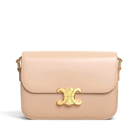 TÚI Celine Lady Medium Triomphe Bag in Shiny Calfskin-Sandy
