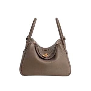 Túi Hermes Women Lindy 26 in Clemence Leather-Gray/Gold