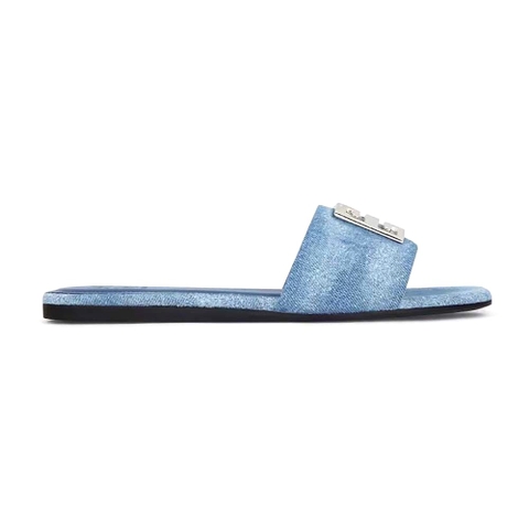 DÉP Givenchy Women 4G Mules in Washed Denim-Blue