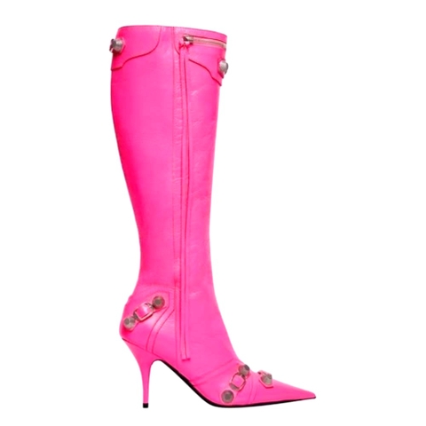 GIÀY Balenciaga Women Cagole 90mm Boot in Pink Arena Lambskin
