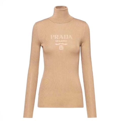 ÁO Prada Superfine Wool Turtleneck Sweater-Brown