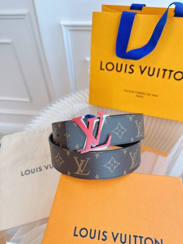 DÂY LƯNG LOUIS VUITTON DOUBLE LV BROWN MONOGRAM LEATHER Khóa bạc đỏ