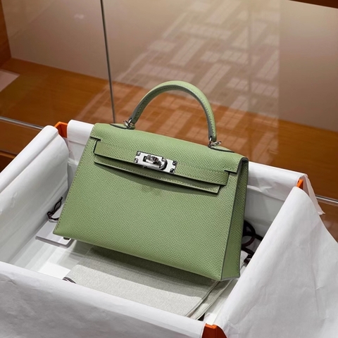 Túi Hermes Mini Kelly Olive Epsom 19CM Handmade khâu tay(Giá liên hệ)