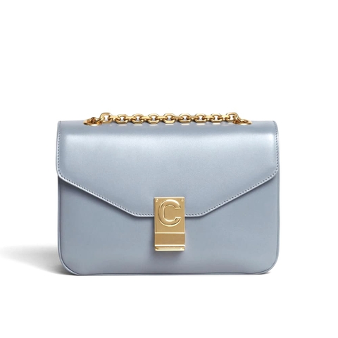 TÚI Celine Women Medium C Bag in Shiny Calfskin-Silver