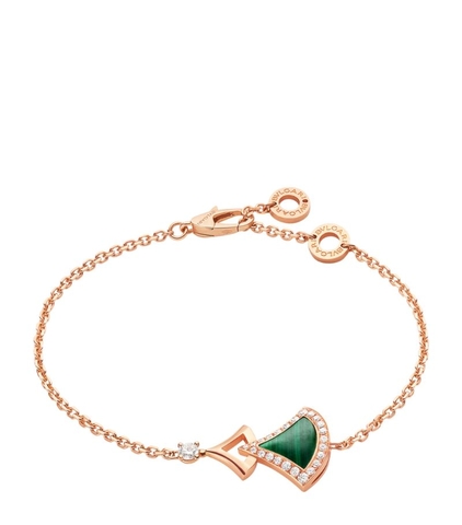 Vòng tay BVLGARI Rose Gold, Diamond and Malachite Divas’ Dream Bracelet vàng hồng 18K