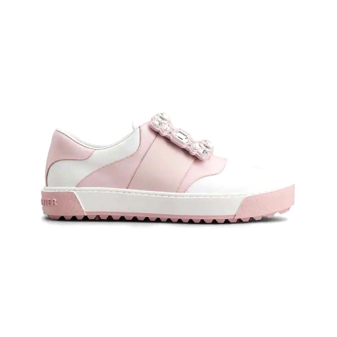 GIÀY Roger Vivier Women Very Vivier Strass Buckle Sneakers in Leather-Pink