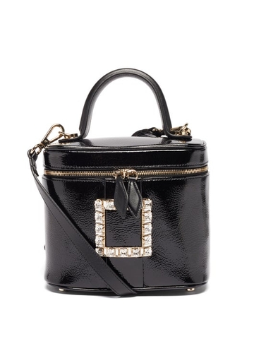 TÚI ROGER VIVIER Crystal-buckle patent-leather cross-body bag