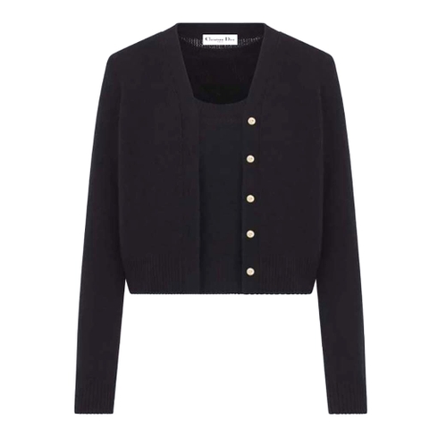 ÁO Dior Women Twin-set Black Cashmere Knit