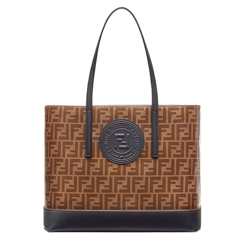 TÚI Fendi Women Shopping Logo Leather Shopper-Black
