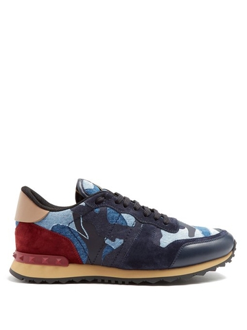 GIÀY VALENTINO  Rockrunner leather and suede low-top trainers