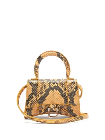 TÚI BALENCIAGA Hourglass python-effect leather cross-body bag