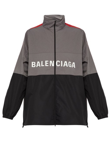 ÁO BALENCIAGA  Logo-print shell track jacket