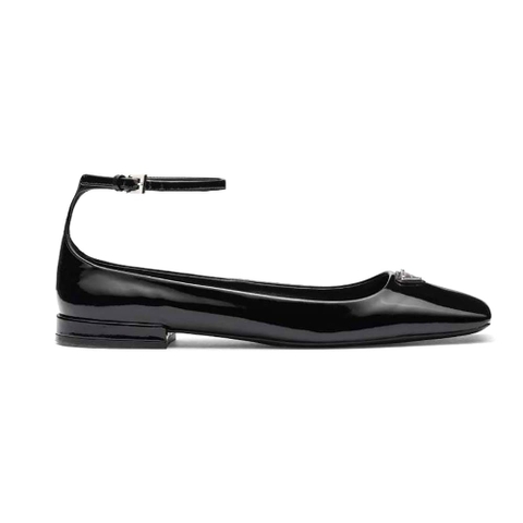 GIÀY Prada Women Patent Leather Ballerinas-Black