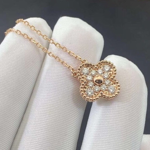 DÂY CHUYỀN VAN CLEEF & ARPELS ALHAMBRA DIAMOND GOLD 18K ROSE GOLD