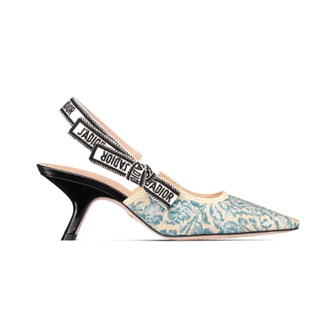 GIÀY Dior Women J’Adior Slingback Pump Duck Blue Dior Brocart Embroidered Cotton