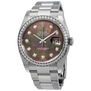 ĐỒNG HỒ ROLEX Datejust Black Mother of Pearl Diamond Dial Automatic Oyster Watch