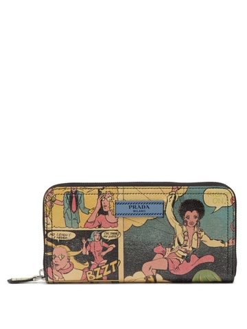 VÍ DA PRADA Comic-strip print leather zip-around wallet