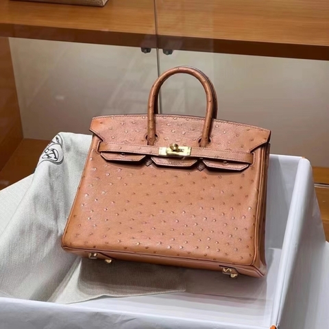 Túi Hermes Birkin Ostrich da đà điểu 25CM Handmade khâu tay(Giá liên hệ)