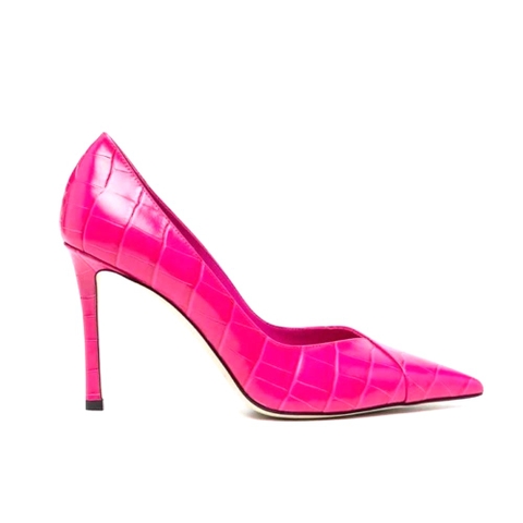 GIÀY Jimmy Choo Women Cass 95 Tan Croc-Embossed Leather Pumps-Pink