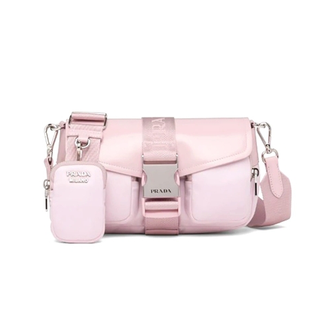 TÚI Prada Women Pocket Nylon and Brushed Leather Bag-Pink