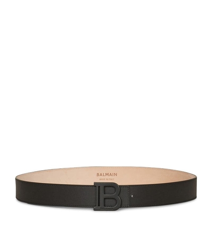 DÂY LƯNG BALMAIN  Leather B-Buckle Belt khóa đen