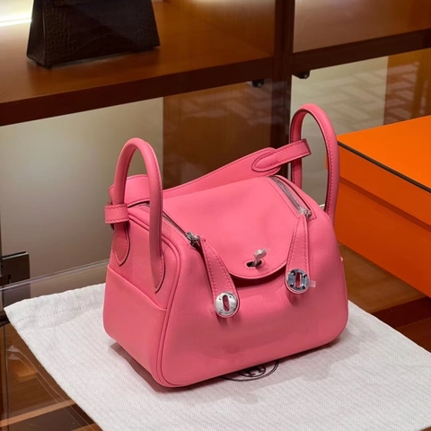 TÚI HERMES Mini Rose Lipstick Swift Leather Handmade khâu tay 18CM(giá liên hệ)