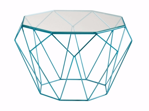 BÀN TRÀ DIAMOND Octagonal glass and steel coffee table