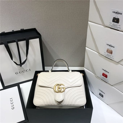 TÚI Gucci GG marmont small top handle bag white Top Quality