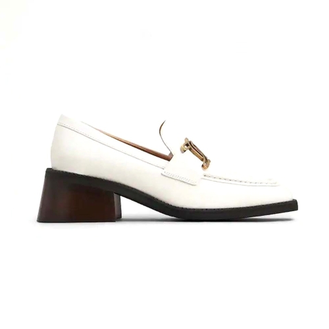 GIÀY TODS Women Kate Loafers in Leather With Heel-White