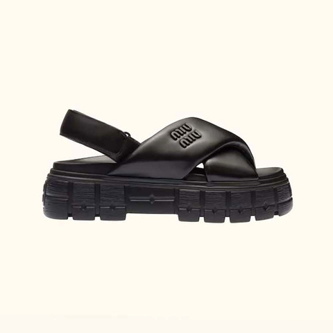 DÉP SANDALS Miu Miu Women Sporty Nappa Leather Sandals-Black