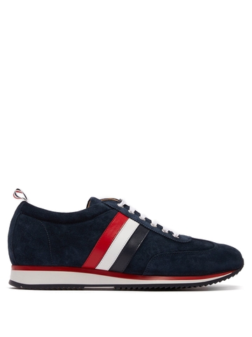 GIÀY THOM BROWNE  Low-top suede and calf-leather trainers