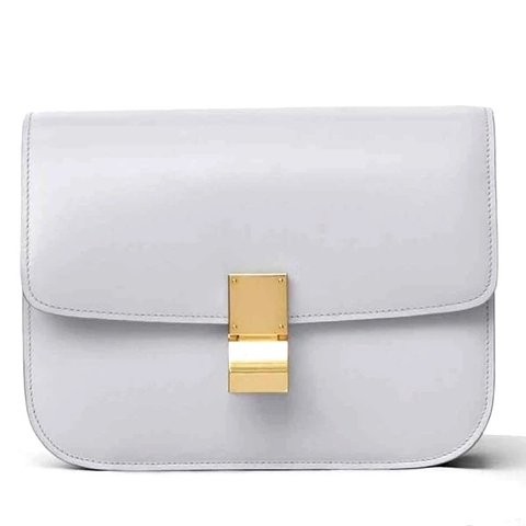TÚI Celine Medium Classic Bag in Box Calfskin Leather-Grey