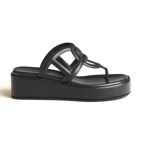 GIÀY Hermes Women Gipsy Sandal in Nappa Leather-Black