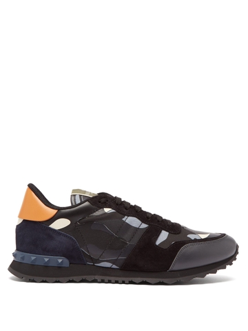 GIÀY VALENTINO  Rockrunner leather and suede low-top trainers