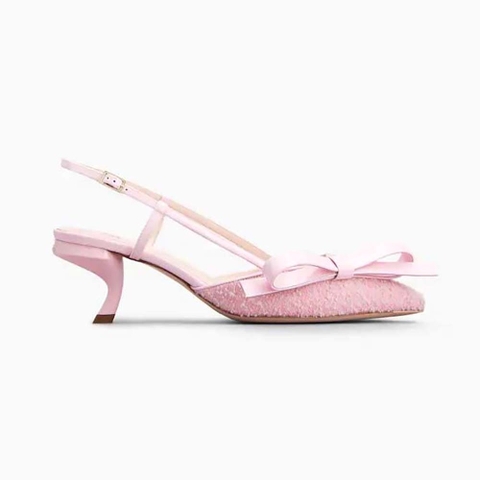 GIÀY Roger Vivier Women Virgule Bow Slingback Pumps in Fabric-Pink