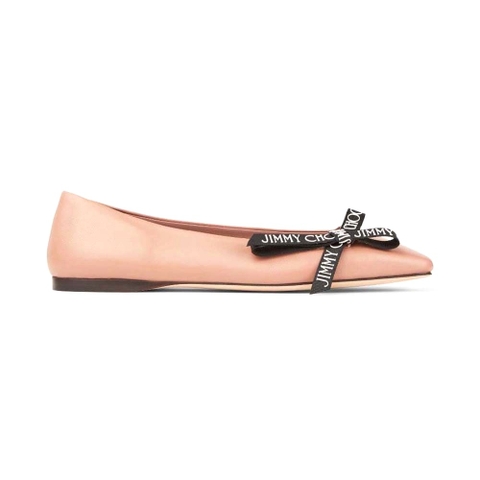 GIÀY Jimmy Choo Women Veda Ballerina Ballet Pink Nappa Leather Flat Ballerina Pumps with Jimmy Choo Bow