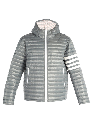 ÁO THOM BROWNE  4-bar stripe quilted down-filled jacket