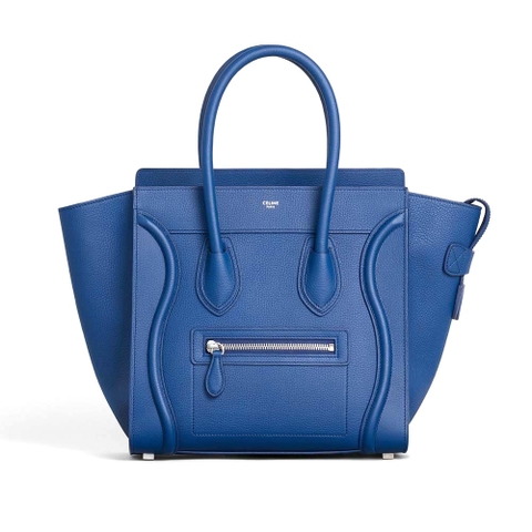 TÚI Celine Women Micro Luggage Handbag in Drummed Calfskin-Blue