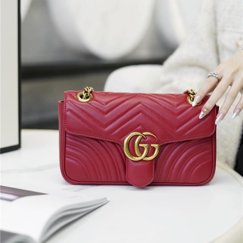TÚI Gucci Marmont small matelasse shoulder bag red ferrari Top Quality