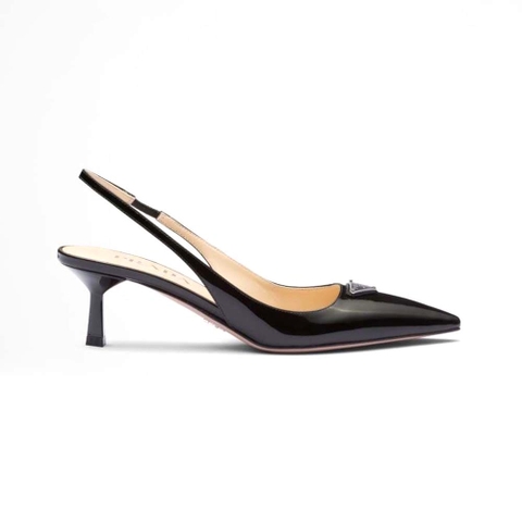 GIÀY Prada Women Patent-Leather Slingback Pumps-Black