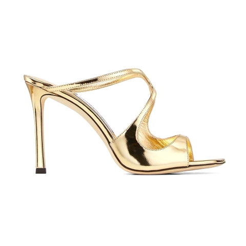 GIÀY Jimmy Choo Women Anise 95 Gold Liquid Metal Leather Mules
