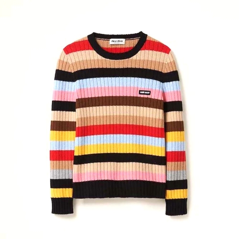 ÁO Miu Miu Women Cashmere Sweater with Logo Patch