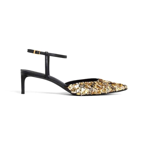 GIÀY Celine Women Kitten in Embroidered Calfskin & Calfskin