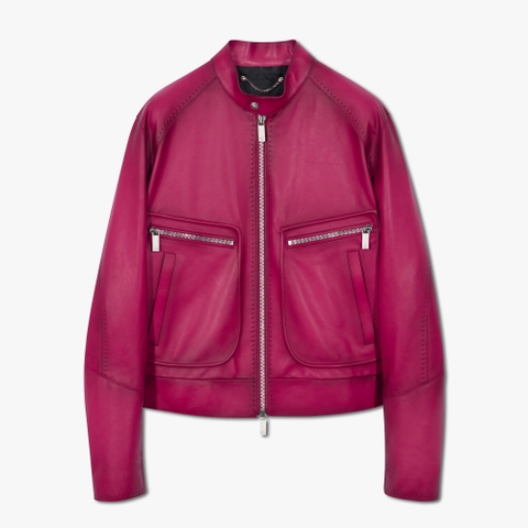 ÁO BERLUTI Patina ROSE GARDEN PINK leather jacket SS2021