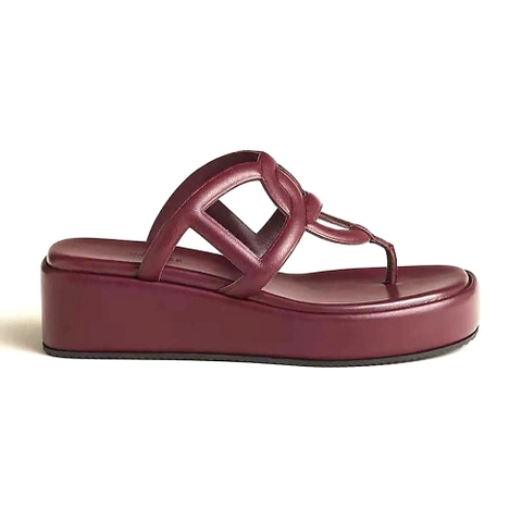 GIÀY Hermes Women Gipsy Sandal in Nappa Leather-Maroon