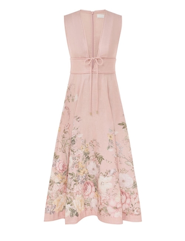 VÁY ZIMMERMANN V NECK WITH SHORT SLEEVE MID DRESS High Classy