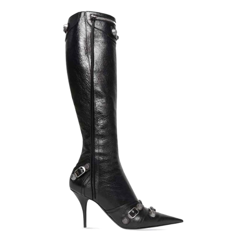 GIÀY Balenciaga Women Cagole 90mm Boot in Black Arena Lambskin